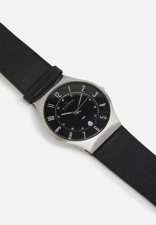 Skagen - Grenen  leather watch - black