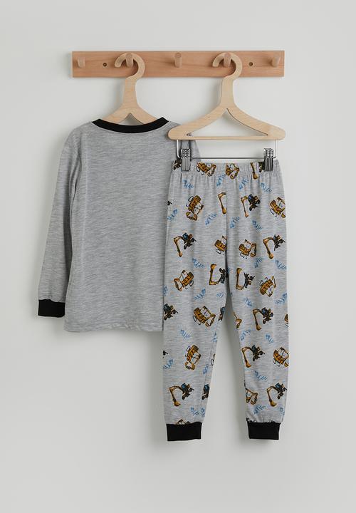 Pop Candy - Long pj set - light grey / bulldozers
