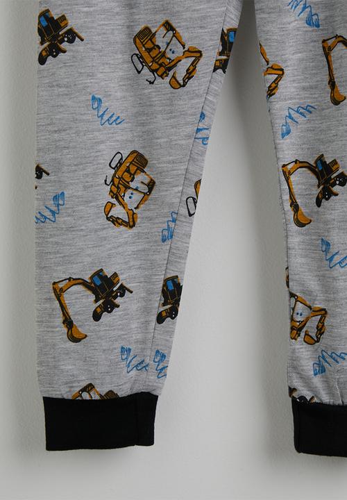 Pop Candy - Long pj set - light grey / bulldozers