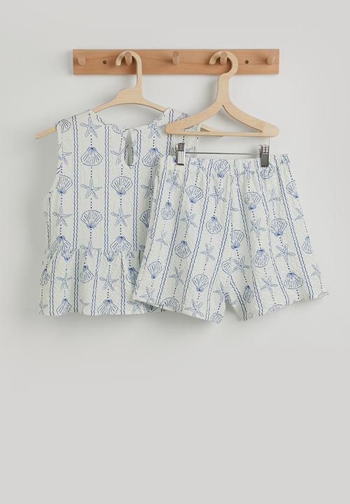 Pop Candy - Motif peplum tee and shorts - off white