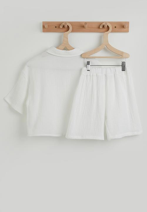 Pop Candy - Cropped shirt with shorts - white