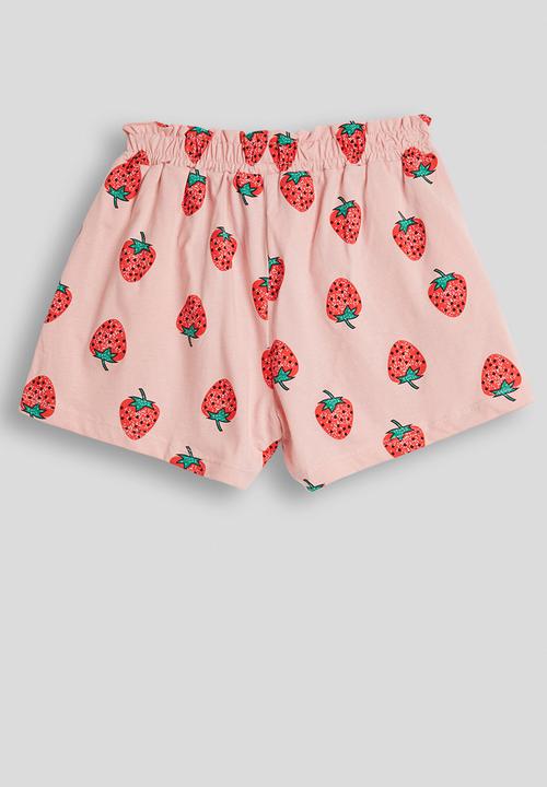 Pop Candy - Strawberry aop shorts with mock drawstring - pink