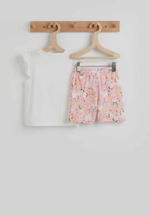 Pop Candy - Frilled sleeve pj set - white/pink/unicorn