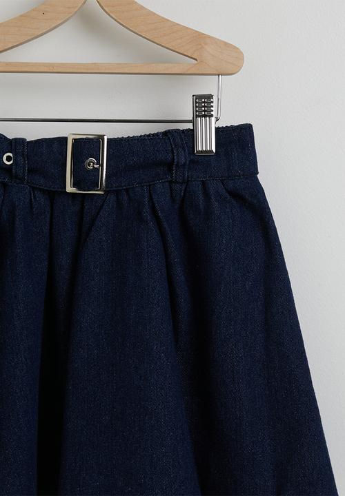 Pop Candy - Denim shacket with circular skirt - dark blue