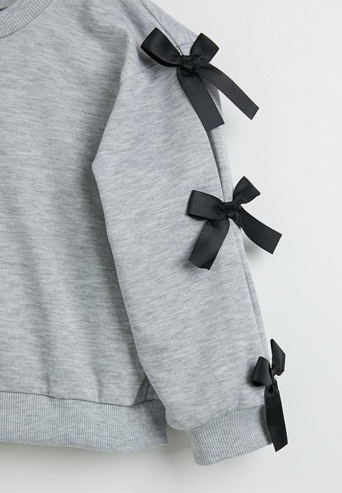 Pop Candy - Bow embellished sweatshirt with tulle skirt - grey/black