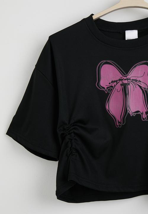 Pop Candy - Bow graphic tee with maxi skirt - black