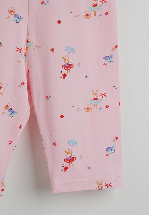 Pop Candy - Bunny ballerina aop tee with cycling shorts - white/pink