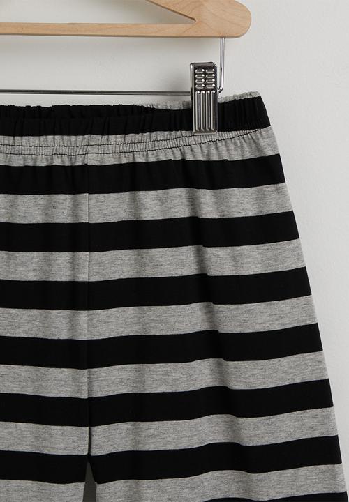 Pop Candy - Monster truck graphic with striped shorts - white/grey