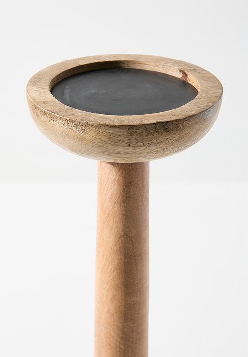 H&S - Contempo wood candle holder large - natural