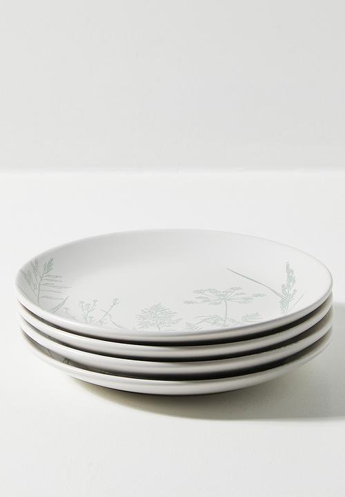 Flora side plate set of 4 - Green