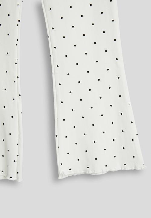 Pop Candy - Flared poka dot leggings - off white