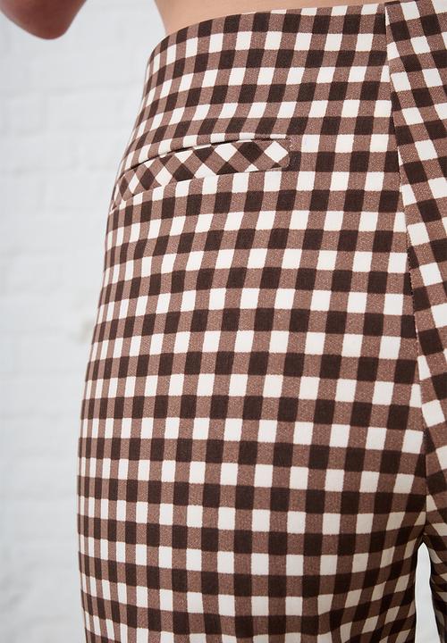 Me&B - Bengaline Cropped Pants - Choc Gingham