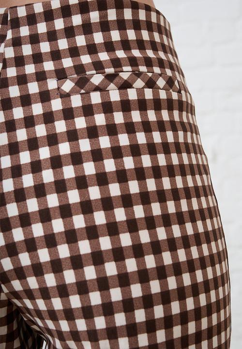 Me&B - Bengaline Cropped Pants - Choc Gingham