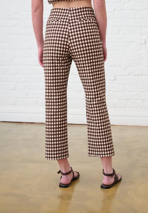 Me&B - Bengaline Cropped Pants - Choc Gingham