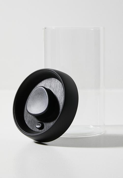 Excellent Houseware - Boro glass storage jar - Black