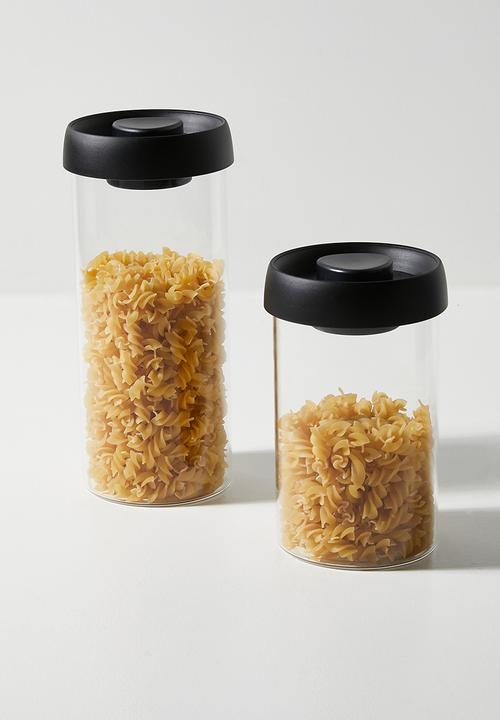 Excellent Houseware - Boro glass storage jar - Black