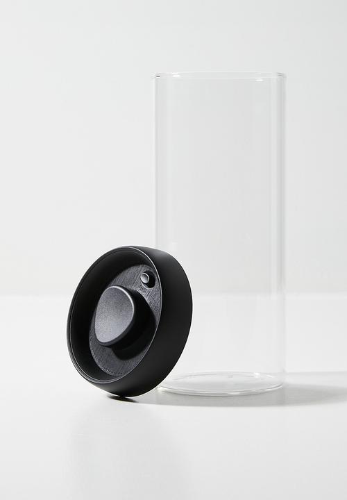 Excellent Houseware - Boro glass storage jar - Black
