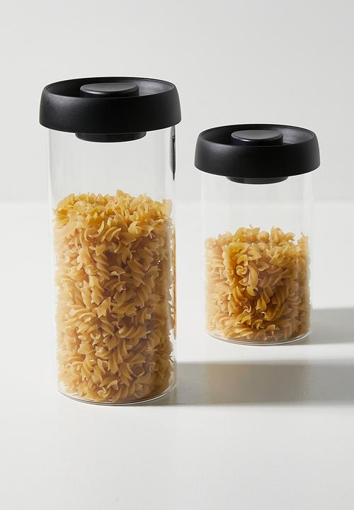 Excellent Houseware - Boro glass storage jar - Black