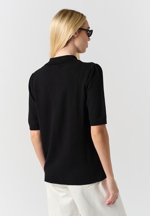 Me&B - Scalloped Collar Daisy Knit - Black Daisy