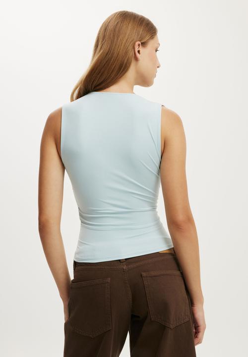Cotton On - Hold Me Gathered V Tank - Iced Marine