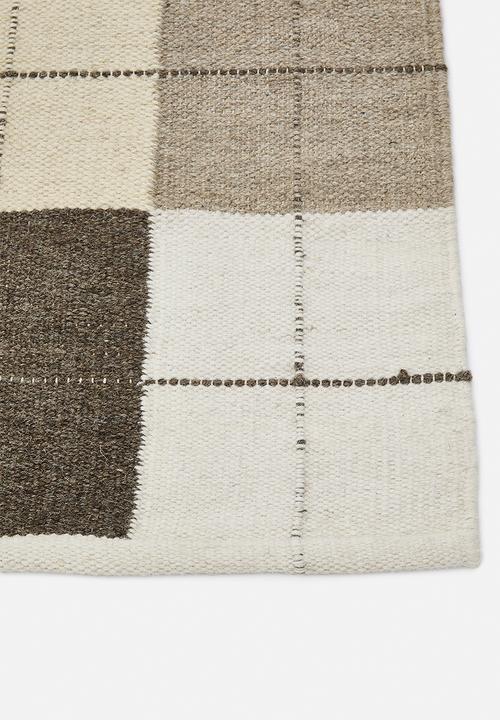 Sixth Floor - Milos Check Wool Blend Rug - Natural