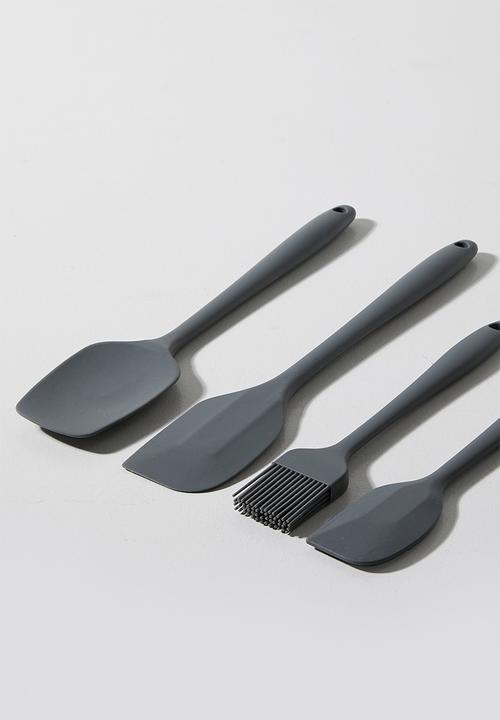 Excellent Houseware - Silicone kitchen utensil set of 4 - Grey