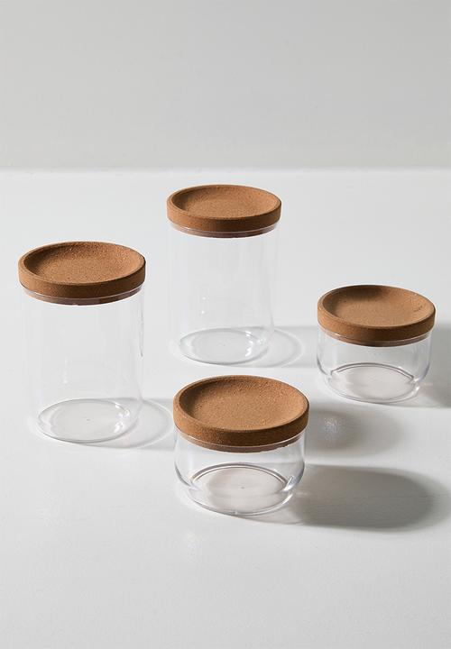 Bathroom Solutions - 5pc glass & cork storage set