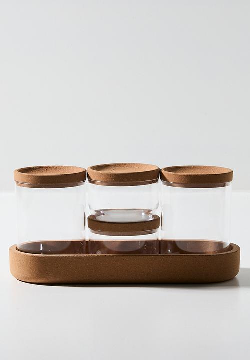 5pc glass & cork storage set