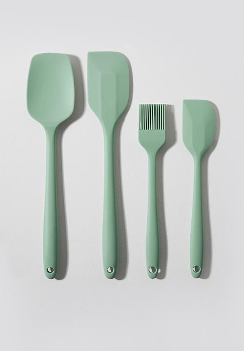 Silicone kitchen utensil set of 4 - Sage