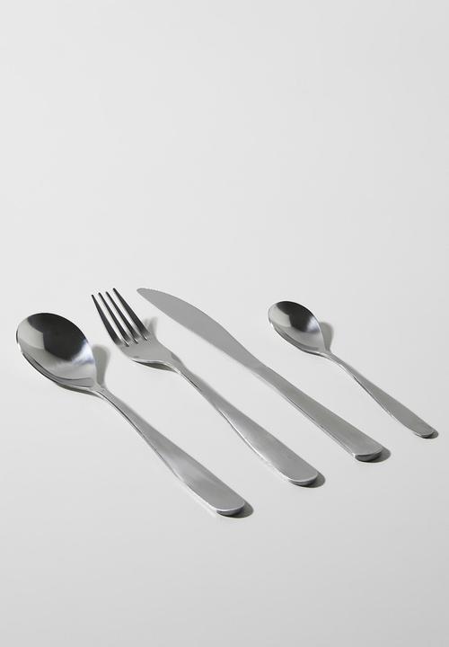 Mirror stainless steel cutlery 16 piece set - silver