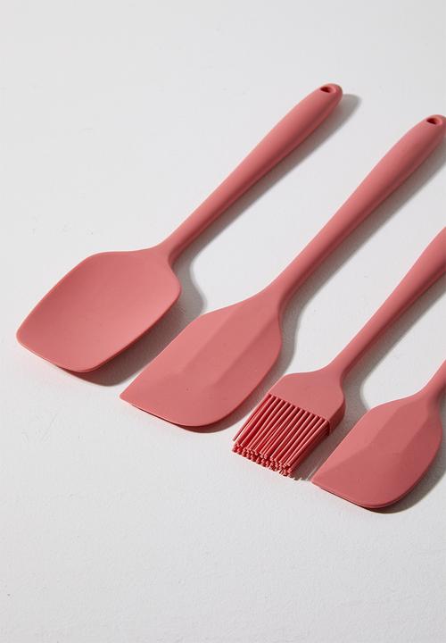 Excellent Houseware - Silicone kitchen utensil set of 4 - Coral