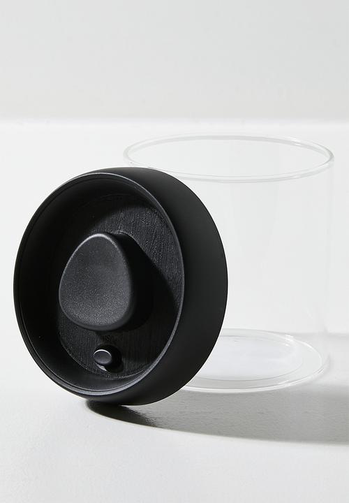 Excellent Houseware - Boro glass storage jar - Black