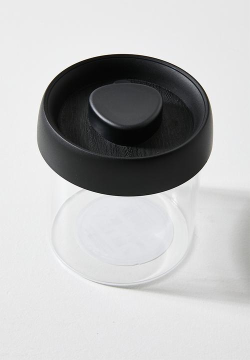 Excellent Houseware - Boro glass storage jar - Black