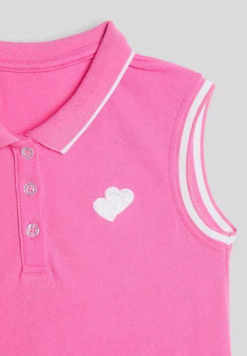 Pop Candy - Heart embroidered golfer dress - hot pink