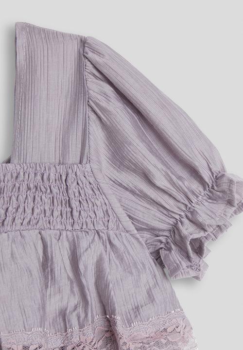 Pop Candy - Puff sleeve ra-ra blouse - pastel purple