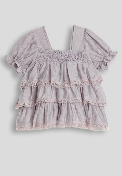 Pop Candy - Puff sleeve ra-ra blouse - pastel purple