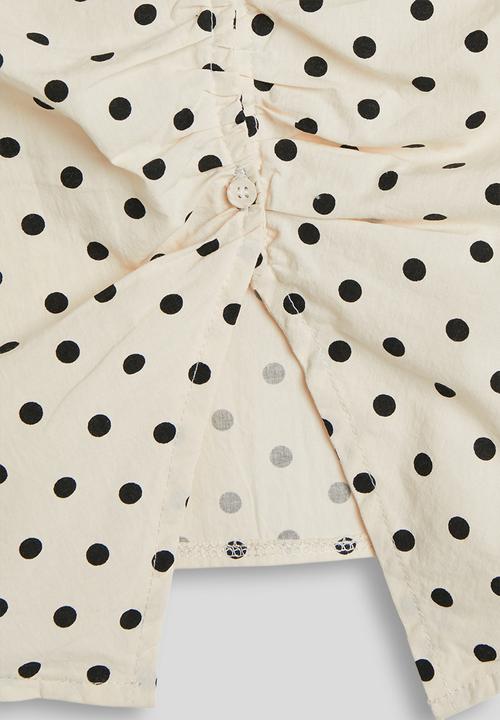 Pop Candy - Ruched front blouse - off white/polka dots