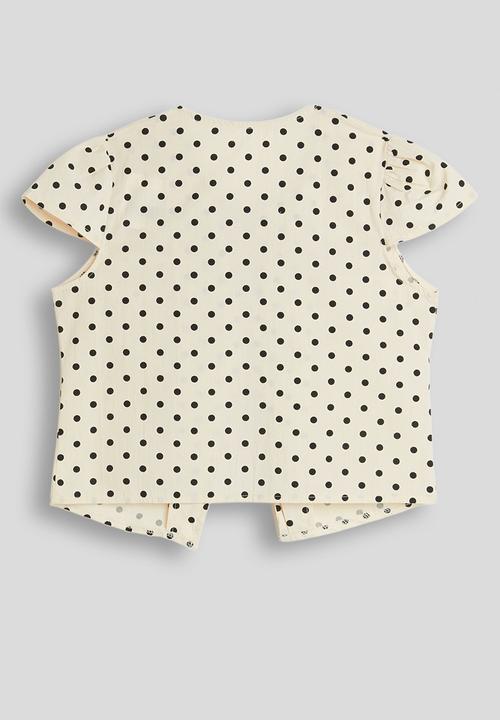 Pop Candy - Ruched front blouse - off white/polka dots
