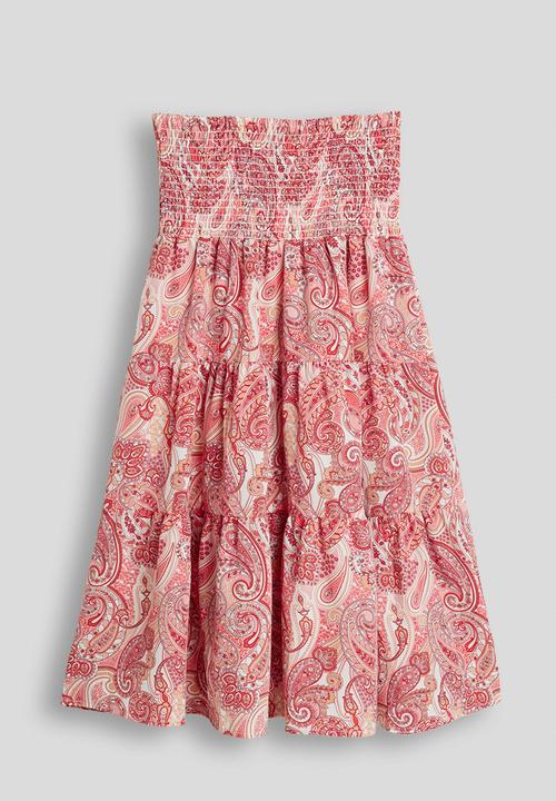 Pop Candy - Paisley print shirred bodice dress - pink