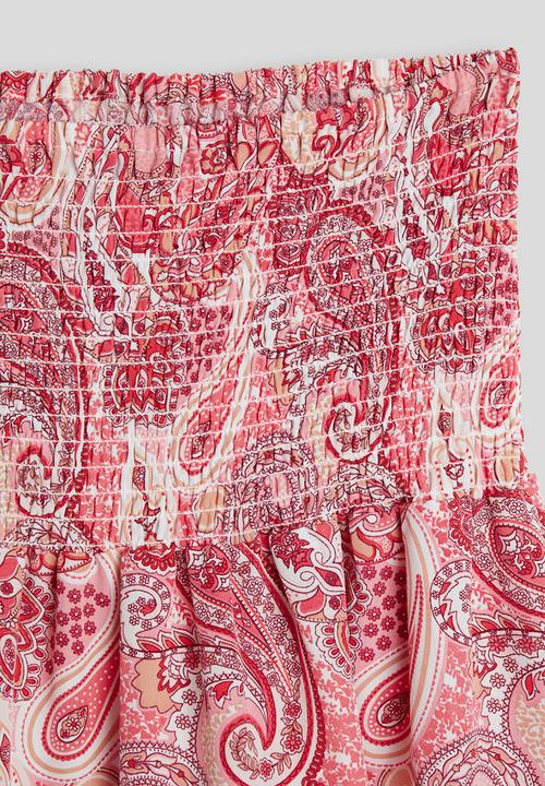 Pop Candy - Paisley print shirred bodice dress - pink