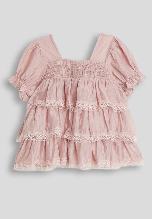 Pop Candy - Puff sleeve ra-ra blouse - dusty pink