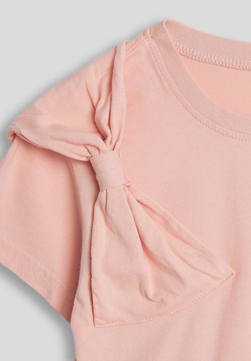Pop Candy - Bow detail t-shirt dress with mesh skirt - light peach