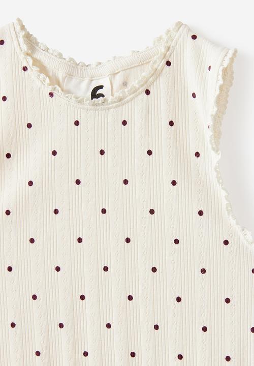 Cotton On - Eleanor Tank - Vanilla/Bordeaux Spot