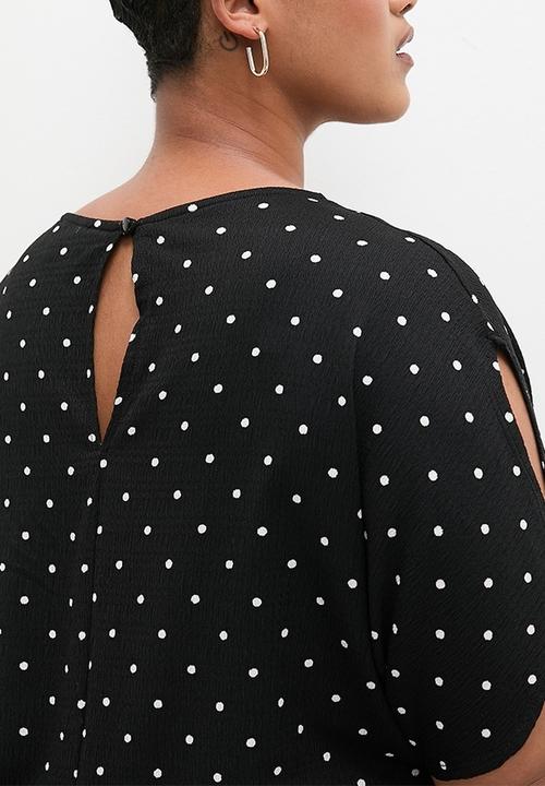 Superbalist - Puff sleeve texture midi dress - black & white print