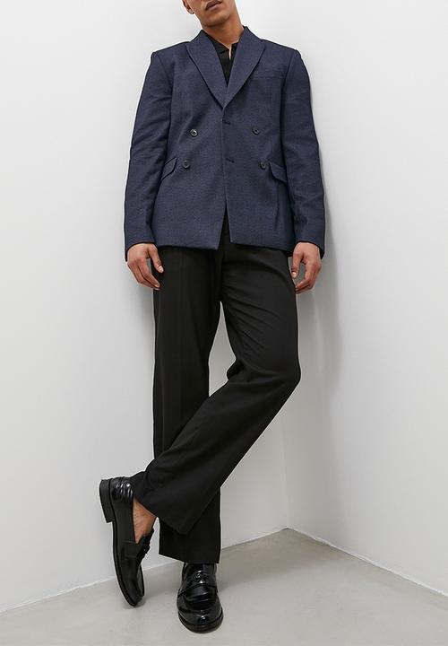 Superbalist - Double breasted slim fit textured blazer - navy 