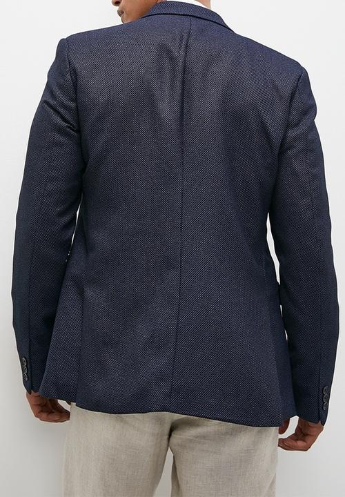 Superbalist - Double breasted slim fit textured blazer - navy 