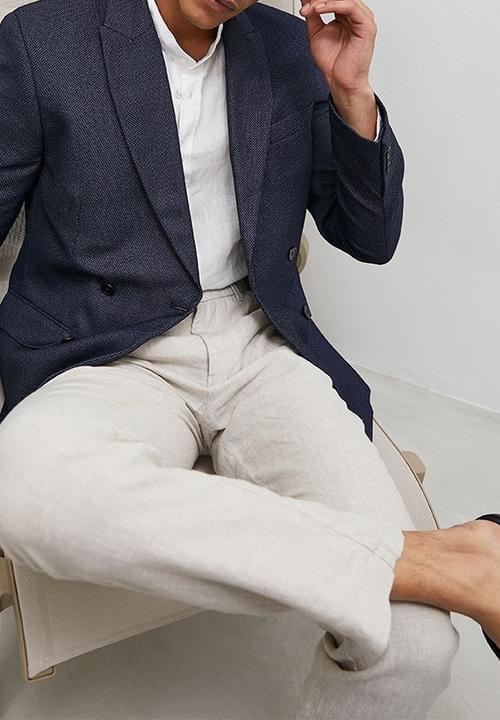 Superbalist - Double breasted slim fit textured blazer - navy 