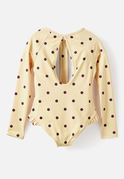 Cotton On - Lydia Low One Piece - Baby Yellow/Bordeaux Spot