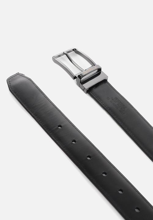 Pringle of Scotland - Ambe1005 Emboss Leather Reversible Belt - Black