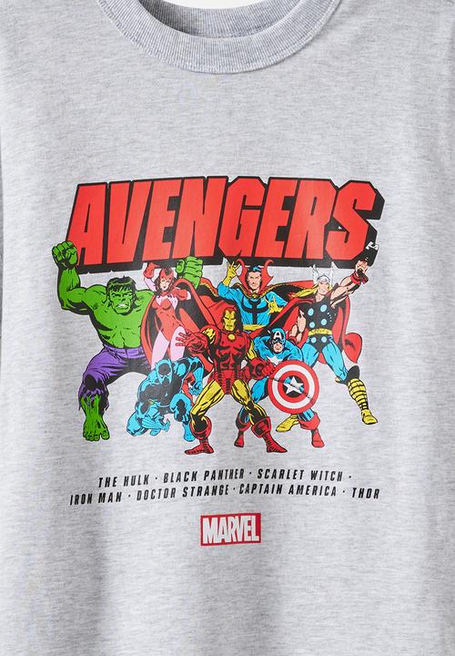 Cotton On - License Drop Shoulder Ss Tee - Lcn Mar Grey Marle/Advengers Marvel